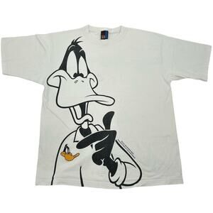 Vintage‎ 1994 Looney Tunes Daffy Duck Single Stitch T shirt Big Print AOP